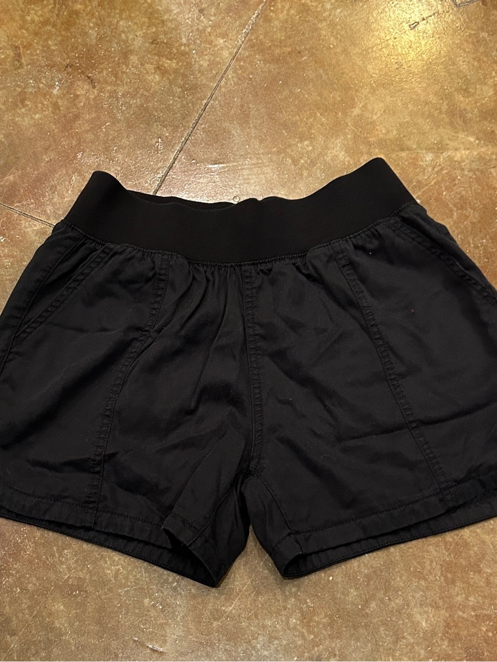 Women's Black Elastic-Waist Athletic Shorts
